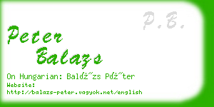 peter balazs business card
